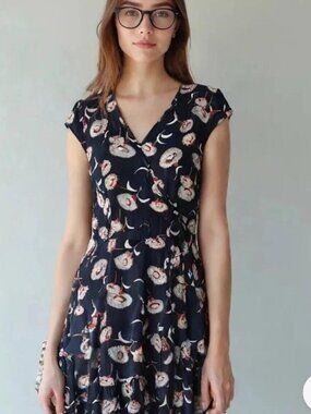 J Crew Mercantile Navy Rayon Floral Dress